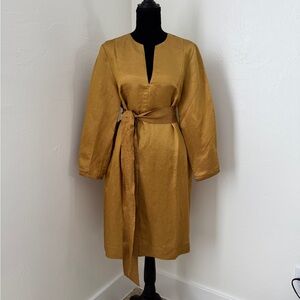 J. Crew Mustard Midi Dress with Belt